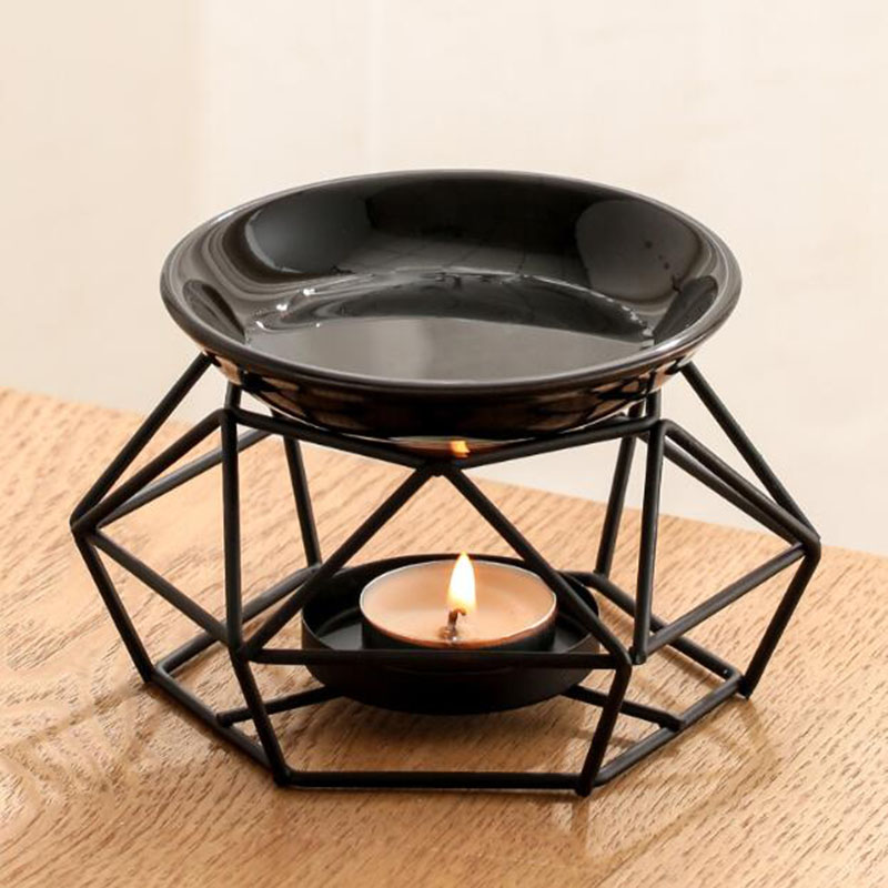 Home Fragrance Oil Burner - Tigela de cerâmica rack de ferro